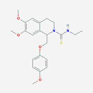 molecular formula C22H28N2O4S B11454460 N-ethyl-6,7-dimethoxy-1-((4-methoxyphenoxy)methyl)-3,4-dihydroisoquinoline-2(1H)-carbothioamide 