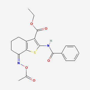 molecular formula C20H20N2O5S B11454582 Ethyl 7-[(acetyloxy)imino]-2-(benzoylamino)-4,5,6,7-tetrahydro-1-benzothiophene-3-carboxylate 