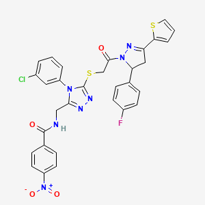 molecular formula C31H23ClFN7O4S2 B11454597 N-((4-(3-chlorophenyl)-5-((2-(5-(4-fluorophenyl)-3-(thiophen-2-yl)-4,5-dihydro-1H-pyrazol-1-yl)-2-oxoethyl)thio)-4H-1,2,4-triazol-3-yl)methyl)-4-nitrobenzamide 