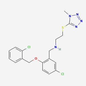 molecular formula C18H19Cl2N5OS B11454638 N-{5-chloro-2-[(2-chlorobenzyl)oxy]benzyl}-2-[(1-methyl-1H-tetrazol-5-yl)sulfanyl]ethanamine 