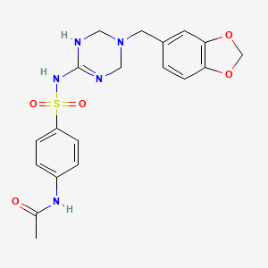 molecular formula C19H21N5O5S B11454726 N-(4-{[5-(1,3-benzodioxol-5-ylmethyl)-1,4,5,6-tetrahydro-1,3,5-triazin-2-yl]sulfamoyl}phenyl)acetamide 