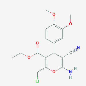 molecular formula C18H19ClN2O5 B11454836 ethyl 6-amino-2-(chloromethyl)-5-cyano-4-(3,4-dimethoxyphenyl)-4H-pyran-3-carboxylate 