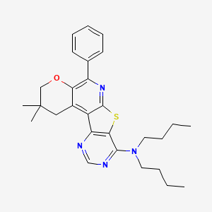molecular formula C28H34N4OS B11455028 N,N-dibutyl-4,4-dimethyl-8-phenyl-6-oxa-11-thia-9,14,16-triazatetracyclo[8.7.0.02,7.012,17]heptadeca-1,7,9,12(17),13,15-hexaen-13-amine 