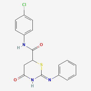 molecular formula C17H14ClN3O2S B11455032 N-(4-chlorophenyl)-4-oxo-2-(phenylamino)-5,6-dihydro-4H-1,3-thiazine-6-carboxamide 