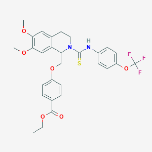 molecular formula C29H29F3N2O6S B11455040 Ethyl 4-[(6,7-dimethoxy-2-{[4-(trifluoromethoxy)phenyl]carbamothioyl}-1,2,3,4-tetrahydroisoquinolin-1-YL)methoxy]benzoate 