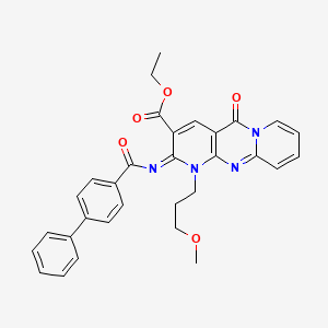 molecular formula C31H28N4O5 B11455085 ethyl 7-(3-methoxypropyl)-2-oxo-6-(4-phenylbenzoyl)imino-1,7,9-triazatricyclo[8.4.0.03,8]tetradeca-3(8),4,9,11,13-pentaene-5-carboxylate 