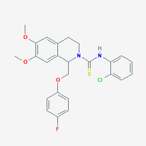 molecular formula C25H24ClFN2O3S B11455138 N-(2-chlorophenyl)-1-((4-fluorophenoxy)methyl)-6,7-dimethoxy-3,4-dihydroisoquinoline-2(1H)-carbothioamide 