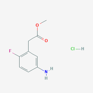 molecular formula C9H11ClFNO2 B1145518 Methyl 5-amino-2-fluoro-benzeneacetate HCl CAS No. 1338367-30-8