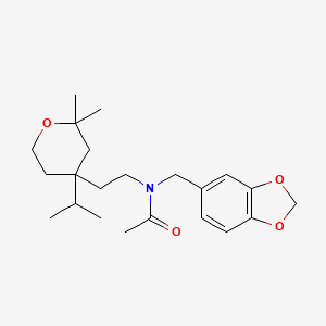 molecular formula C22H33NO4 B11455217 N-(1,3-benzodioxol-5-ylmethyl)-N-{2-[2,2-dimethyl-4-(propan-2-yl)tetrahydro-2H-pyran-4-yl]ethyl}acetamide 