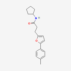 molecular formula C19H23NO2 B11455232 N-cyclopentyl-3-[5-(4-methylphenyl)furan-2-yl]propanamide 