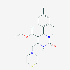 molecular formula C20H27N3O3S B11455260 Ethyl 4-(2,4-dimethylphenyl)-2-oxo-6-(thiomorpholin-4-ylmethyl)-1,2,3,4-tetrahydropyrimidine-5-carboxylate 
