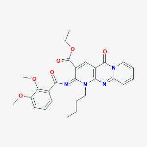 molecular formula C27H28N4O6 B11455264 ethyl 7-butyl-6-(2,3-dimethoxybenzoyl)imino-2-oxo-1,7,9-triazatricyclo[8.4.0.03,8]tetradeca-3(8),4,9,11,13-pentaene-5-carboxylate 