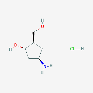 molecular formula C₆H₁₃NO₂·HCl B1145543 (1S,2R,4R)-4-Amino-2-(hydroxymethyl)cyclopentan-1-ol hydrochloride CAS No. 155750-92-8