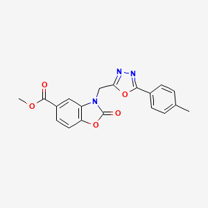 molecular formula C19H15N3O5 B11455548 Methyl 3-{[5-(4-methylphenyl)-1,3,4-oxadiazol-2-yl]methyl}-2-oxo-2,3-dihydro-1,3-benzoxazole-5-carboxylate 