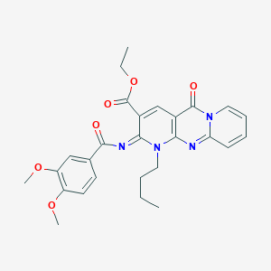 molecular formula C27H28N4O6 B11455559 ethyl 7-butyl-6-(3,4-dimethoxybenzoyl)imino-2-oxo-1,7,9-triazatricyclo[8.4.0.03,8]tetradeca-3(8),4,9,11,13-pentaene-5-carboxylate 