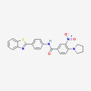 molecular formula C24H20N4O3S B11455603 N-[4-(1,3-benzothiazol-2-yl)phenyl]-3-nitro-4-(pyrrolidin-1-yl)benzamide 