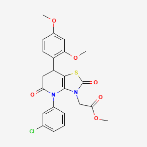 molecular formula C23H21ClN2O6S B11455612 methyl [4-(3-chlorophenyl)-7-(2,4-dimethoxyphenyl)-2,5-dioxo-4,5,6,7-tetrahydro[1,3]thiazolo[4,5-b]pyridin-3(2H)-yl]acetate 