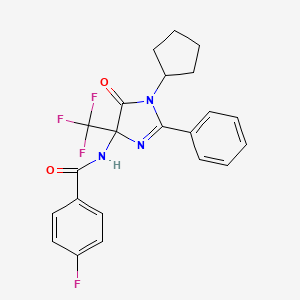 molecular formula C22H19F4N3O2 B11455687 N-[1-cyclopentyl-5-oxo-2-phenyl-4-(trifluoromethyl)-4,5-dihydro-1H-imidazol-4-yl]-4-fluorobenzamide 