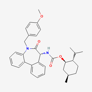 molecular formula C₃₃H₃₈N₂O₄ B1145577 N-[(7R)-6,7-Dihydro-5-[(4-methoxyphenyl)methyl]-6-oxo-5H-dibenz[b,d]azepin-7-yl]-carbamicAcid(1R,2S,5R)-5-Methyl-2-(1-methylethyl)cyclohexylester CAS No. 1083065-09-1