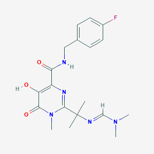 molecular formula C₁₉H₂₄FN₅O₃ B1145578 2-[2-(Dimethylaminomethylideneamino)propan-2-yl]-N-[(4-fluorophenyl)methyl]-5-hydroxy-1-methyl-6-oxopyrimidine-4-carboxamide CAS No. 1193687-85-2