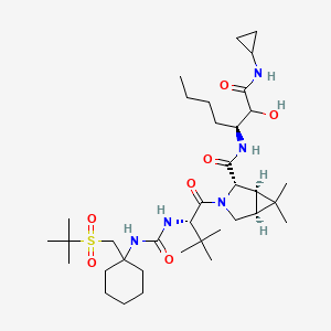 molecular formula C36H63N5O7S B1145581 (1R,2S,5S)-3-((S)-2-(3-(1-(tert-butylsulfonylmethyl)cyclohexyl)ureido)-3,3-dimethylbutanoyl)-N-((3S)-1-(cyclopropylamino)-2-hydroxy-1-oxoheptan-3-yl)-6,6-diMethyl-3-azabicyclo[3.1.0]hexane-2-carboxamide CAS No. 1208245-90-2