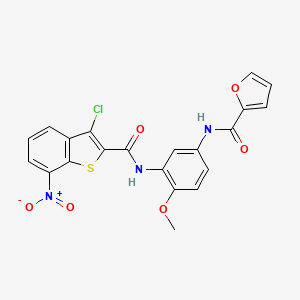 molecular formula C21H14ClN3O6S B11455842 N-(3-{[(3-chloro-7-nitro-1-benzothiophen-2-yl)carbonyl]amino}-4-methoxyphenyl)furan-2-carboxamide 