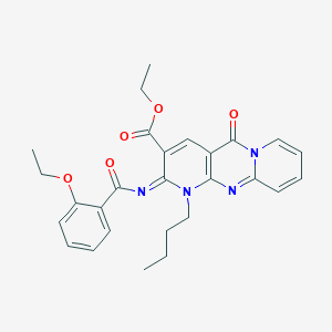 molecular formula C27H28N4O5 B11455930 ethyl 7-butyl-6-(2-ethoxybenzoyl)imino-2-oxo-1,7,9-triazatricyclo[8.4.0.03,8]tetradeca-3(8),4,9,11,13-pentaene-5-carboxylate 