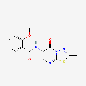 molecular formula C14H12N4O3S B11456406 2-Methoxy-N-{2-methyl-5-oxo-5H-[1,3,4]thiadiazolo[3,2-A]pyrimidin-6-YL}benzamide CAS No. 919018-31-8