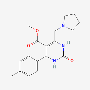 molecular formula C18H23N3O3 B11456475 methyl 4-(4-methylphenyl)-2-oxo-6-(pyrrolidin-1-ylmethyl)-3,4-dihydro-1H-pyrimidine-5-carboxylate 