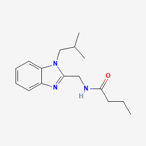 molecular formula C16H23N3O B11456552 N-{[1-(2-methylpropyl)-1H-benzimidazol-2-yl]methyl}butanamide 