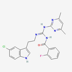 molecular formula C24H22ClFN6O B11456670 N-[(E)-{[2-(5-Chloro-1H-indol-3-YL)ethyl]amino}[(4,6-dimethylpyrimidin-2-YL)amino]methylidene]-2-fluorobenzamide 