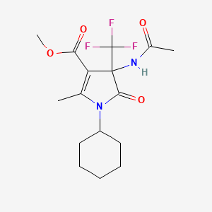 molecular formula C16H21F3N2O4 B11457064 methyl 4-(acetylamino)-1-cyclohexyl-2-methyl-5-oxo-4-(trifluoromethyl)-4,5-dihydro-1H-pyrrole-3-carboxylate 
