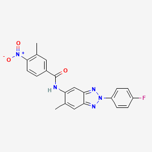 molecular formula C21H16FN5O3 B11457121 N-[2-(4-fluorophenyl)-6-methyl-2H-benzotriazol-5-yl]-3-methyl-4-nitrobenzamide 