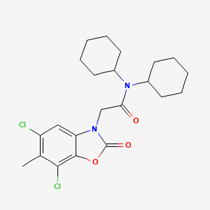 molecular formula C22H28Cl2N2O3 B11457122 N,N-dicyclohexyl-2-(5,7-dichloro-6-methyl-2-oxo-1,3-benzoxazol-3(2H)-yl)acetamide 