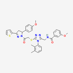 molecular formula C35H34N6O4S2 B11457153 N-((4-(2,3-dimethylphenyl)-5-((2-(5-(4-methoxyphenyl)-3-(thiophen-2-yl)-4,5-dihydro-1H-pyrazol-1-yl)-2-oxoethyl)thio)-4H-1,2,4-triazol-3-yl)methyl)-3-methoxybenzamide 