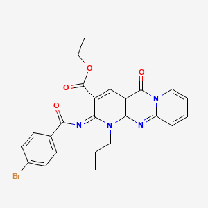 molecular formula C24H21BrN4O4 B11457234 ethyl 6-(4-bromobenzoyl)imino-2-oxo-7-propyl-1,7,9-triazatricyclo[8.4.0.03,8]tetradeca-3(8),4,9,11,13-pentaene-5-carboxylate 