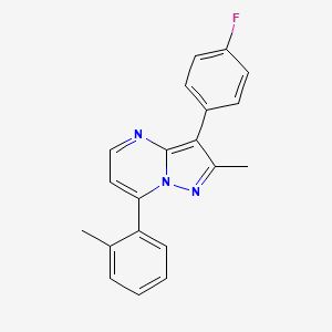 molecular formula C20H16FN3 B11457319 3-(4-Fluorophenyl)-2-methyl-7-(2-methylphenyl)pyrazolo[1,5-a]pyrimidine 