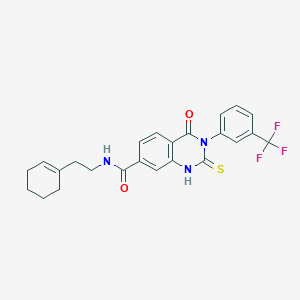 molecular formula C24H22F3N3O2S B11457333 N-(2-(cyclohex-1-en-1-yl)ethyl)-4-oxo-2-thioxo-3-(3-(trifluoromethyl)phenyl)-1,2,3,4-tetrahydroquinazoline-7-carboxamide CAS No. 403718-46-7