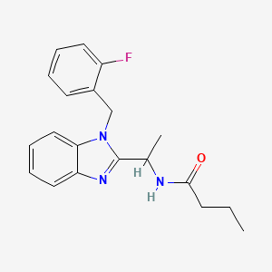 molecular formula C20H22FN3O B11457367 N-{1-[1-(2-fluorobenzyl)-1H-benzimidazol-2-yl]ethyl}butanamide 