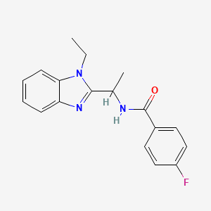 molecular formula C18H18FN3O B11457381 N-[1-(1-ethyl-1H-benzimidazol-2-yl)ethyl]-4-fluorobenzamide 