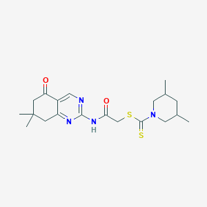 molecular formula C20H28N4O2S2 B11457405 2-[(7,7-Dimethyl-5-oxo-5,6,7,8-tetrahydroquinazolin-2-yl)amino]-2-oxoethyl 3,5-dimethylpiperidine-1-carbodithioate 