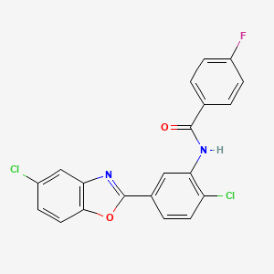molecular formula C20H11Cl2FN2O2 B11457439 N-[2-chloro-5-(5-chloro-1,3-benzoxazol-2-yl)phenyl]-4-fluorobenzamide 