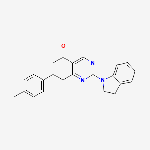 molecular formula C23H21N3O B11457578 2-(2,3-dihydro-1H-indol-1-yl)-7-(4-methylphenyl)-7,8-dihydroquinazolin-5(6H)-one 