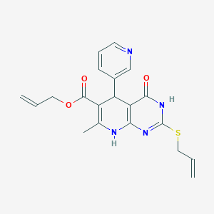 molecular formula C20H20N4O3S B11457621 Prop-2-en-1-yl 7-methyl-4-oxo-2-(prop-2-en-1-ylsulfanyl)-5-(pyridin-3-yl)-3,4,5,8-tetrahydropyrido[2,3-d]pyrimidine-6-carboxylate 