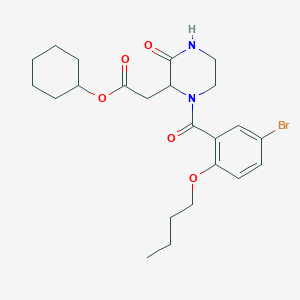 molecular formula C23H31BrN2O5 B11457680 Cyclohexyl {1-[(5-bromo-2-butoxyphenyl)carbonyl]-3-oxopiperazin-2-yl}acetate 
