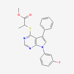 molecular formula C22H18FN3O2S B11457714 methyl 2-{[7-(3-fluorophenyl)-5-phenyl-7H-pyrrolo[2,3-d]pyrimidin-4-yl]sulfanyl}propanoate 
