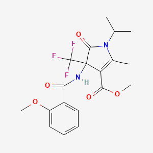 molecular formula C19H21F3N2O5 B11457727 methyl 4-{[(2-methoxyphenyl)carbonyl]amino}-2-methyl-5-oxo-1-(propan-2-yl)-4-(trifluoromethyl)-4,5-dihydro-1H-pyrrole-3-carboxylate 