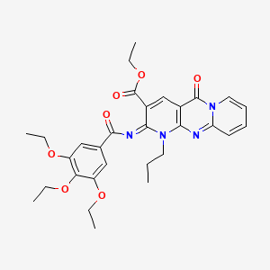 molecular formula C30H34N4O7 B11457801 ethyl 2-oxo-7-propyl-6-(3,4,5-triethoxybenzoyl)imino-1,7,9-triazatricyclo[8.4.0.03,8]tetradeca-3(8),4,9,11,13-pentaene-5-carboxylate 