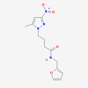 molecular formula C13H16N4O4 B11457809 N-(furan-2-ylmethyl)-4-(5-methyl-3-nitro-1H-pyrazol-1-yl)butanamide 
