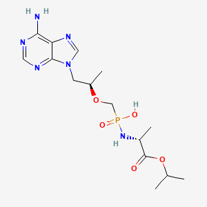molecular formula C₁₅H₂₅N₆O₅P B1145782 [(2R)-1-(6-aminopurin-9-yl)propan-2-yl]oxymethyl-N-[(2R)-1-oxo-1-propan-2-yloxypropan-2-yl]phosphonamidic acid CAS No. 376633-26-0